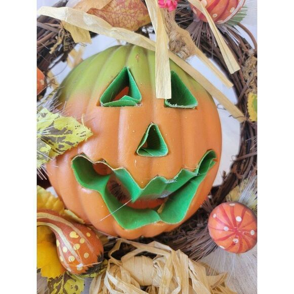 Jack O'Lantern wreath fiber optic AS IS Halloween board Decor prop - Picture 5 of 10